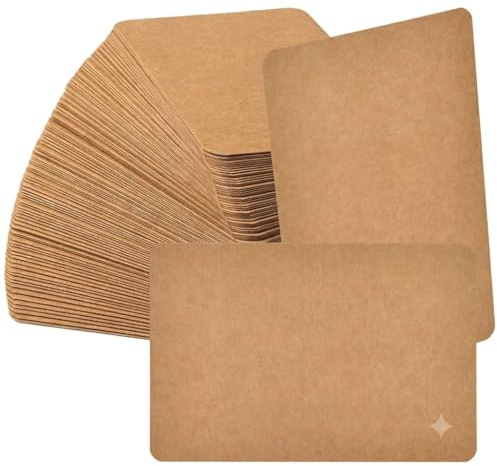 Tarjetas Cartulina Kraft A6 350g, Pack 150 Hojas - Base Rigida Antidoblado | Papel Marron Para Manualidades, Esquinas Redondeadas, Apto Impresora Y Sellos, Tarjetas Agradecimiento Y Segnaposto Bodas