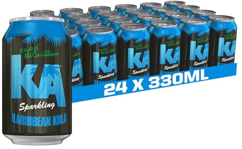 KA Caribbean Kola Fizzy Drinks - Traditional & Authentic Caribbean Jamaican Style Sparkling Drink - Soft Drinks Multipack - Caribbean Kola Soda Drinks Bulk Pack - 24 x 330ml Cans