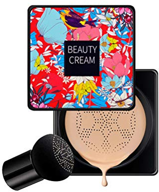 Mushroom Head Air Cushion BB Cream, CC Creme, Líquida Fundación, Ocultador, Base de Maquillaje, Maquillaje de Larga Duración, Hidratante Corrector Permeable al aire Brillo natural - Color Natural