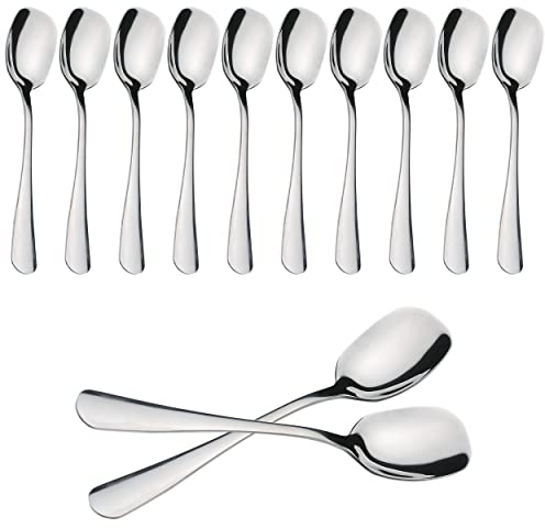 12 Cucchiai per Gelato Alto Lucido in Acciaio Inossidabile 14,5 x 3 cm