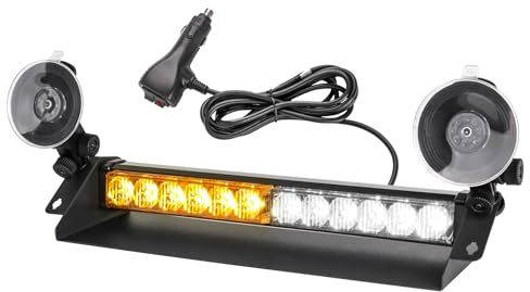 ROUTEKING Warnleuchte 12LED Frontblitzer - 12V/24V Led Blitzer 9 Blinkende Stroboskop-Modi Blitzleuchte, IP66 Waterproof Rundumleuchte Auto Lampe für Truck Traktor spezielle gefahren (Gelb/Weiß)