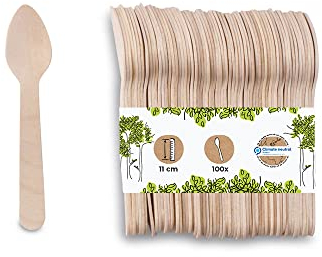 GREENBOX Cucchiaio da caffè ecologico, in legno, posate da espresso, cucchiaio in legno, posate usa e getta, posate biodegradabili e compostabili, 100 cucchiai usa e getta da 11 cm