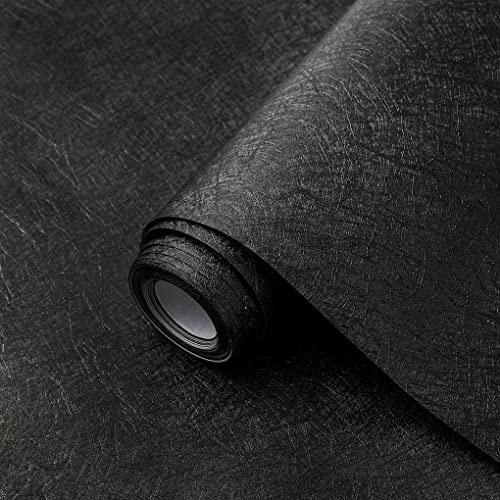 Arthome Peel and Stick Papier Peint,Gaufré Papier Adhesif pour Meuble,Vinyle Texturé Autocollant Décoratif Film pour Meuble,Comptoirs,Armoires,Amovible pour Revêtement,Noir Gaufré,60cmx5m