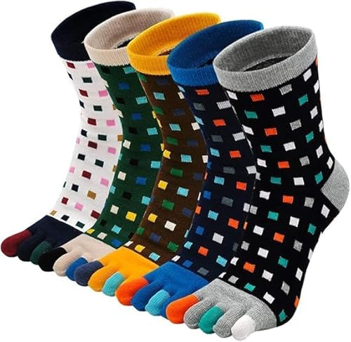 LOFIR Calcetines de Dedo Para Hombres: 5 Dedos Separados, Algodón, Deportes, Correr, Ciclismo - EU 44-47, 5 Pares