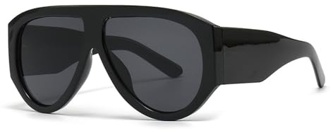 OSAGAMA Vintage Oversized Sunglasses Oval Pilot Glasses Oversized Sunglasses for Men Women Black, black, Large