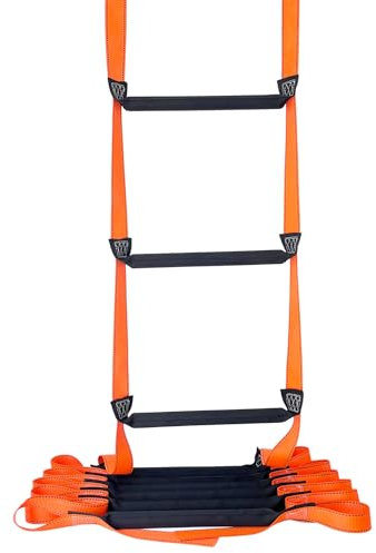 FKNGS Fire Escape Ladder, 16.4 Feet Emergency Fire Ladder, 2-3 Story Homes Reusable Safety Rope Ladder for Kids and Adults