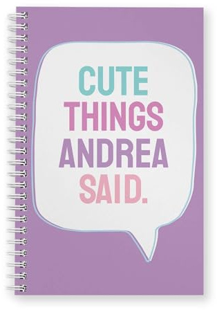 Personalized Cute Things My Kid Said Purple Spiral Notebook / 5.5 x 8.5 Journal / 120 Wide Ruled Pages/Durable Gloss Laminated Softcover/White Wire-o Spiral Binding/Made in The USA