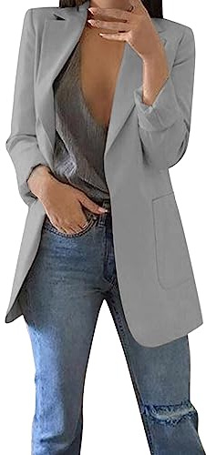 Blazer dam sportig lång – svart kavaj dam lång dam enfärgad ledig kavaj långärmad mode kostym jacka fram öppen krage krage kofta sommarblazer/dam blazer/skjortjacka