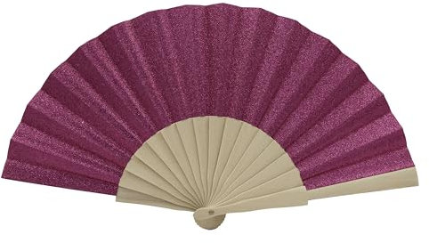 MAPIMANIA - Ventaglio Legno Pieghevole in Tessuto Glitter Color Ciclamino, Ventagli Matrimonio Personalizzati, Ventaglio Giapponese Resistente, Gadget Cerimonia