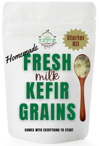 1 TBSP Fresh Milk Kefir Grains, Live Kefir Starter Culture, Bulgaros de Leche, Starter Kit Comes with Everything to Start
