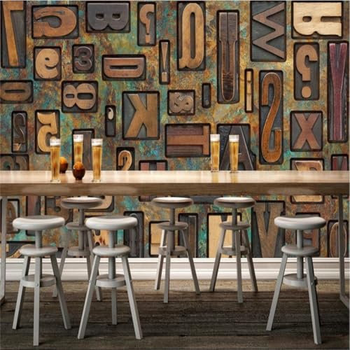 3D Números De Metal Papel Tapiz Fotográfico 3D Papel Tapiz Mural Con Patrón Retro，Efecto 3D，Papel Tapiz Decorativo Para Sala De Estar Y Dormitorio 150x105cm