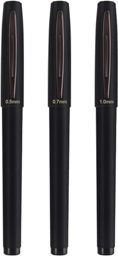 Black Ballpoint Pens Gel Ink Rollerball Pen 0.5mm 0.7mm 1.0mm Stationery Set for Writing Drawing - Pack of 3