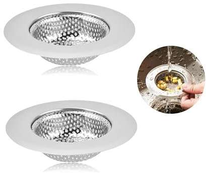 2 filtri di scarico per lavello in acciaio inox (7,2 x 3,5 x 1,5 cm)