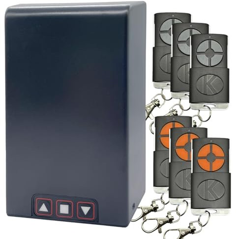 Kit Automatisation Volet Garage Koomando TM5886 – Centrale Universelle pour Rideau Métallique – 6 Télécommandes Rolling Code avec Cache Coulissant – 433 MHz – CE/RoHS – IP55