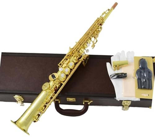 Professionell Saxofon Bar Mässingshals Inbyggd Sopransaxofon Omålad