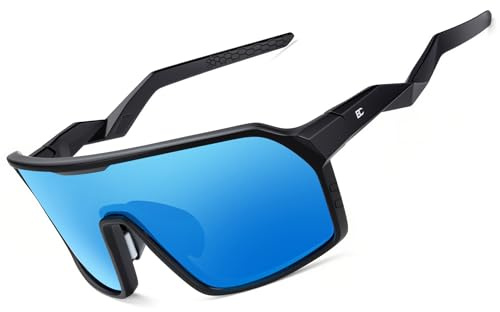Bircenpro Polarised Sports Cycling Glasses: UV400 Protection Sunglasses TR90 Frame for Men Women Running Fishing Driving Blue Lens