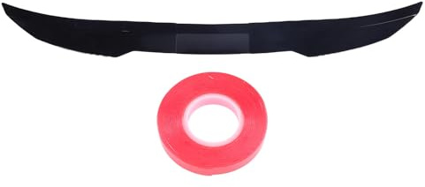 Shkalacar Alerón Trasero para Maletero de Coche, Material ABS de 117-128 Cm, Alerón Ajustable Fuerte Adherencia para Mayor Tracción y Carga Aerodinámica, con Cinta (Negro Brillante + Negro)
