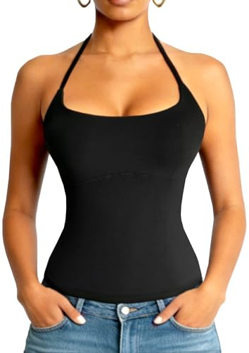 Navneet Neckholder topp damer sommar sexig U-hals axelbandstopp magfritt fodral Y2K basic going out festival outfit
