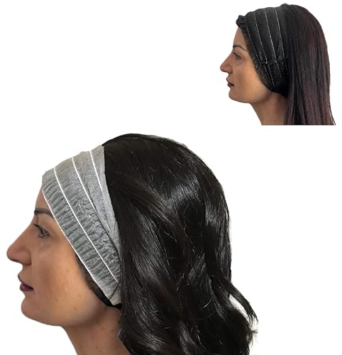 AQASKIN - Fasce [100 pz] Elastiche Capelli Monouso in TNT - Imbustate Singolarmente - Fascia Testa Usa e Getta per Estetista, Spa, Centri Benessere (100 Unità, Bianco)