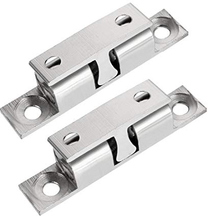 uxcell 2pcs Cabinet Door Closet Brass Double Ball Catch, Tension Latch 50mm Length Silver Tone