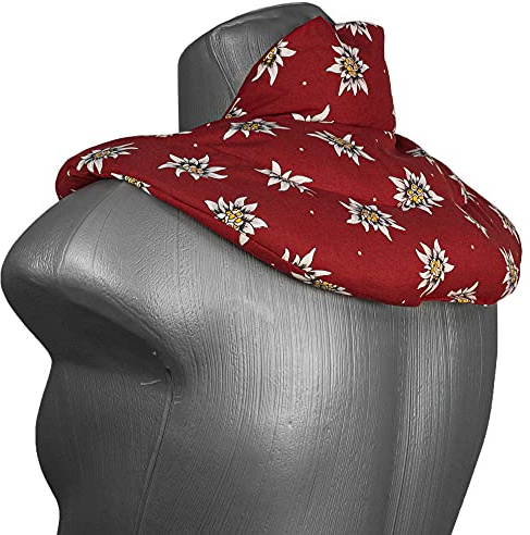 Coussin de nuque avec col montant - fleur d'edelweiss bordeaux - Coussin aux grains d'épeautre - Coussin épaules et cou - Coussin chauffant - chaud ou froid