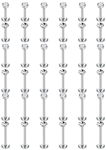 LOLIAS 36 Stück 16G Chirurgenstahl Lippenpiercing für Damen Herren Tragus Piercing Schmuck mit 3mm CZ Helix Tragus Ohrstecker Labret Monroe Piercing 6mm 8mm 10mm