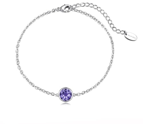 Philip Jones Light Purple Crystal Anklet Created with Zircondia® Crystals