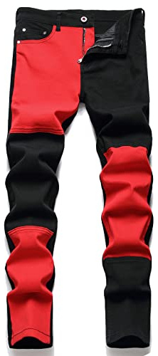 AITITIA. Pantalones Vaqueros Rasgados de Corte Recto para Hombre, 34