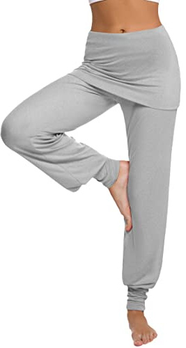 Terecey Pantalones Bombachos Mujer Cintura Alta Pantalones Hippies Mujer con Falda Pantalones Deportivos Mujer para Yoga, Pilates y Estiramientos