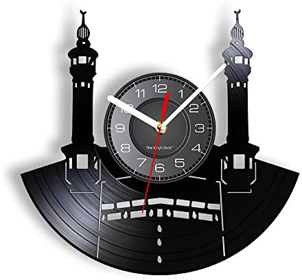 Vinyl Wanduhr, Meer Leuchtturm Schiff Wanduhr mit LED Nachtlicht Funktion, Wanduhr Geschenk für Meer Schiff Home Decor (Schwarz)