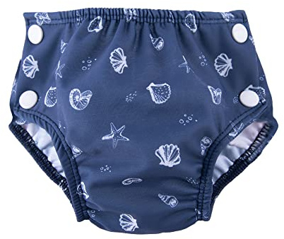 Popolini Badewindel Sea Shells ideal für Badeausflug und Babyschwimmen (L ~8-15 kg)