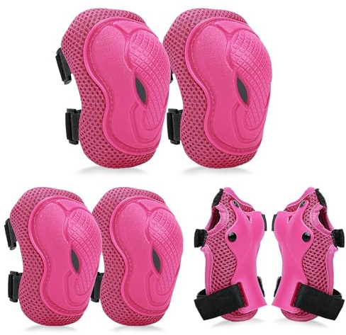 Adjustable Kids Knee Pads Elbow Pads Wrist Guards Set for 3-8 Years Child Protective Gear Set for Roller Skates,BMX,Bike,Cycling, Skateboard, Inline Skating, Scooter Riding Sports,Football，S