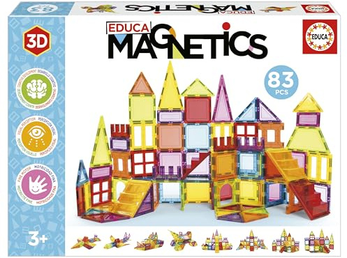 Educa - Magnetics | Juego Educativo de construcción 3D magnético con 83 Piezas para niños, construye Figuras geométricas desarrollando la Creatividad e imaginación. A Partir de 3 4 5 años (20025)