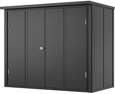 GFP Primeyard Armoire de Jardin en métal 156x84x131 cm Abris de Jardin Anthracite, Plancher Inclus
