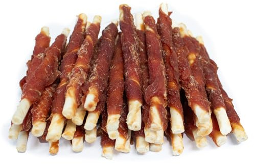 Bontoy I bastoncini da masticare rivestiti con carne d'anatra, circa 12 cm, 400 g, snack per cani, ricompensa per il vostro cane I dolcetti, misura da masticare