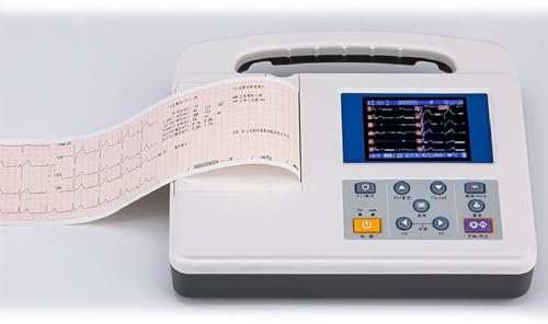 Electrocardiógrafo portátil - Monitor cardíaco móvil, electrocardiógrafo LCD a color de 12 derivaciones y 3 canales, monitor de ECG digital con papel de impresión para uso doméstico