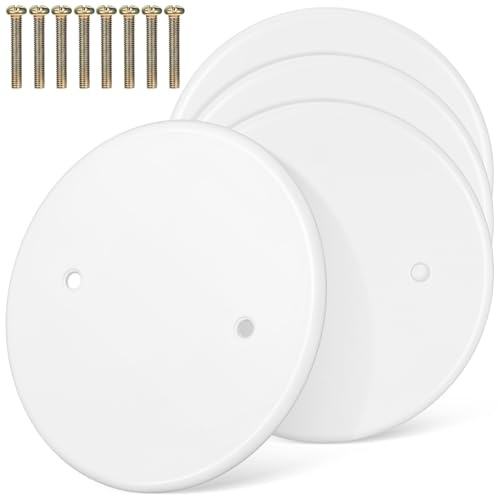 Yardenfun 4 Pezzi Placche di Copertura Rotonde per Soffitto Coperchi Vuoti Elettrici Resistenti e Facili da Installare Copriforo Muro per Soffitto in Casa o Ufficio