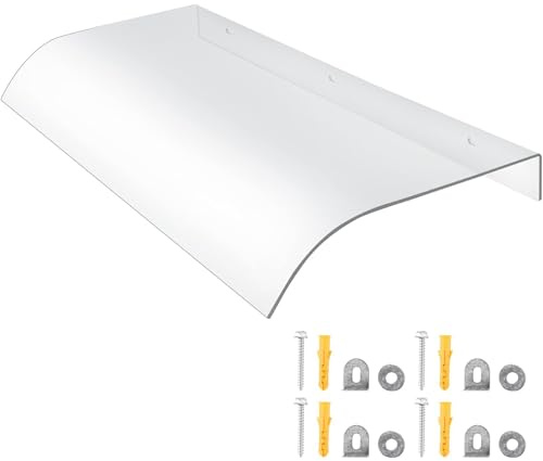 Pounjsd Marquesinas Exterior en Policarbonato Transparente, Cubierta de Policarbonato de 3,5 mm, protección contra la Lluvia para Puerta de Entrada, balcón, Techo de Puerta, 50×60cm