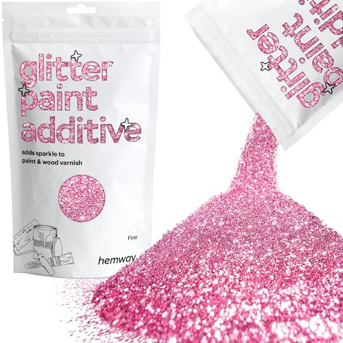 Hemway Glitter Paint Additive - Rose Pink | 100g Fine Metallic Flakes for Adding Sparkle to Paints & Wood Varnish | Add to Emulsion, Acrylic & Latex for Indoor Sparkly Walls