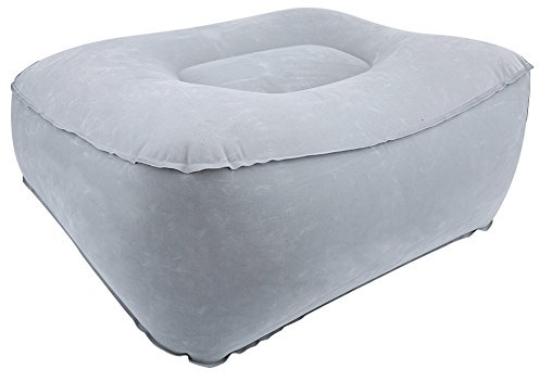 Inflatable Foot Rest Pillow, Portable Flight Relax Cushion with Air Pump for Leg Support, Footrest for Travel Office Home(Gray)