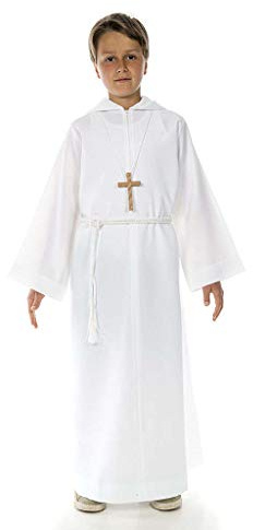 Holyart Abito Prima Comunione con Cappuccio, 145 cm (57 INC.)