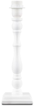 Tischlampe Woodi Vintage Glossy Weiß, Tischlampe im Holz Stil, DEKRA-zertifizierte Tischleuchte in Rustikalem Industrial Design mit E27 Fassung, Energieklasse+, Maße 10x10x35cm