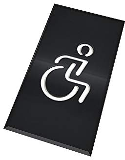 DOJA BARCELONA | Cartel para Baño | Discapacitado | Color Negro | 180mm x100mm | Simbolo Adhesivo WC para Puerta | Placa Pegatina para Aseo, Aseos Cartel, Vinilo Adhesivo, Señal de Lavabo