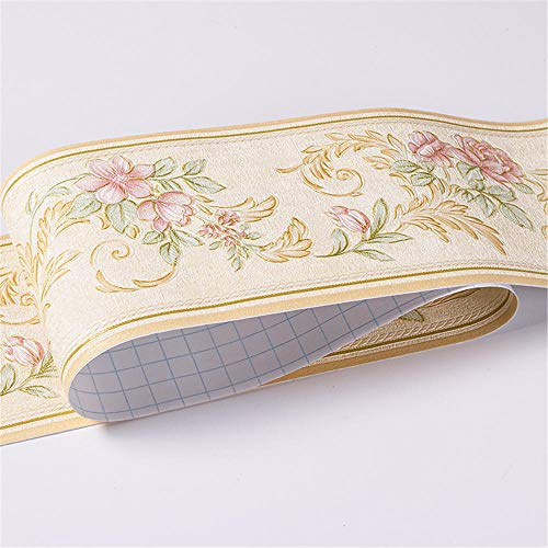 Dostear Bordi Greche Pannelli Adesivi Bordo Adesivo per Pareti Striscia Adesiva Muro Decorativa Greca Adesiva per Parete Pastorale beige 10.6 X 500cm