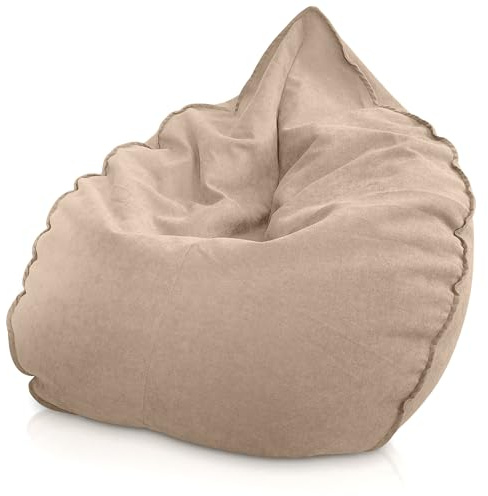 Aiire Puff Salón XXL de Diseño - Sillón Puff con Relleno Incluido - Sofá Puf Gigante de Interior en Algodón Premium - Bean Bag Chair Moderno para Adultos y Habitación Juvenil Beige [100x100x90]