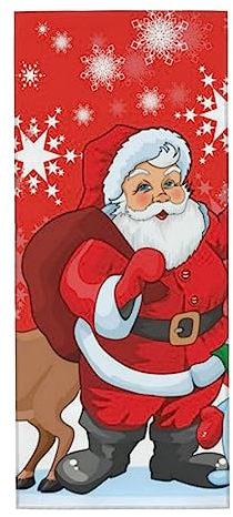 BAFAFA Badetuch, Motiv: Weihnachtsmann Rentier und Schneemann mit Schneeflocke, bedruckt, Mikrofaser, sehr saugfähig, weiche Waschlappen für Badezimmer, Fitnessstudio