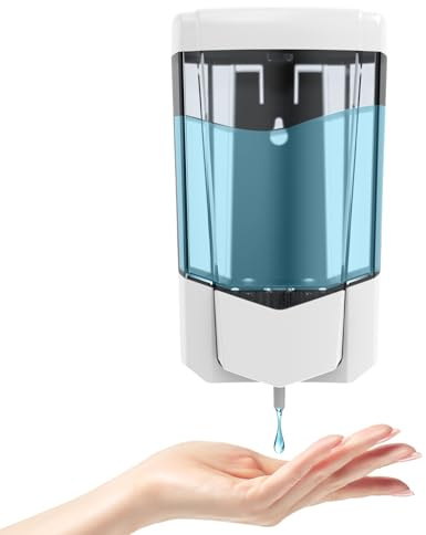 PLUSSEN Dispenser da Muro Manuale Sapone 600 ml Grande Capacità per Cucina Bagno Ristoranti Hotel Ospedali (9306-Bianco)