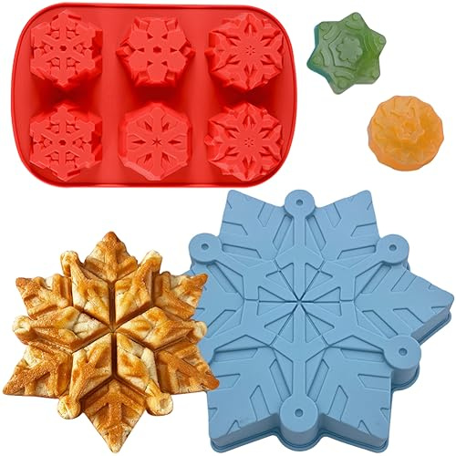 HGSHUO Snöflinga silikonform bakform jul kakform silikon kakform chokladformar jul form mousse tvål silikonformar motivbakformar 2 stycken