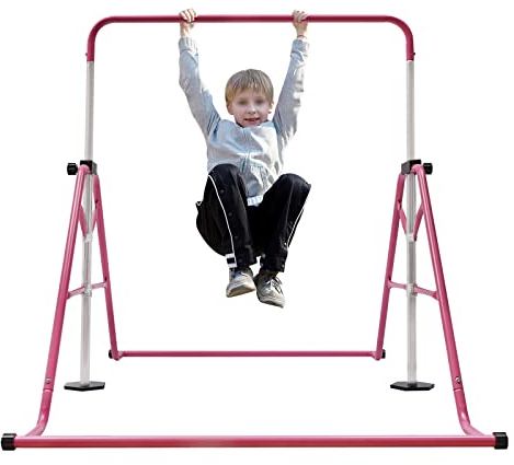 BAOCHADA Turnreck Barre de gymnastique pour enfants, barre fixe de jardin, barre de gymnastique pour enfants, hauteur réglable 115-155 cm, équipement d'entraînement pour l'extérieur et l'intérieur,