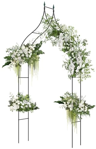 COSTWAY Rosenbogen Metall, Gartenbogen im gotischen Stil, Torbogen Rosengitter Rankgitter, für Rosen Blumen, Pergola Spalier für Hochzeit Partys Garten Terrasse, 125 x 39 x 287 cm